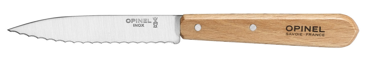 Couteau d'office/utilitaire dentelé Opinel, Inox, manche en bois de hêtre, 10cm/4", #113