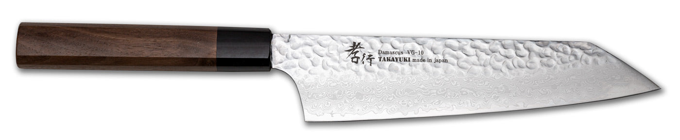 Sakai Takayuki 33-Layer Damascus Kengata Santoku, Walnut Handle, 190mm / 7.5"