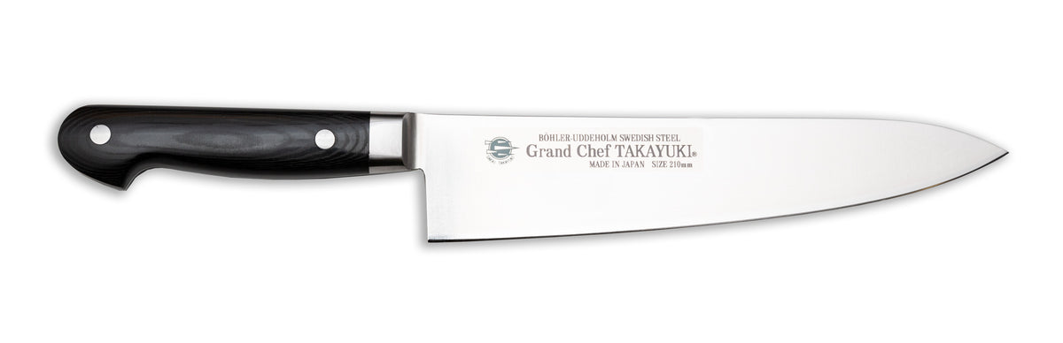 Sakai Takayuki Grand Chef Chef&#39;s Knife, Black Micarta Handle, 210mm / 8.25&quot;