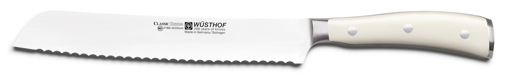 Couteau à pain Wusthof Classic IKON, 8 pouces (20 cm), dentelé, crème - 4166-6/20