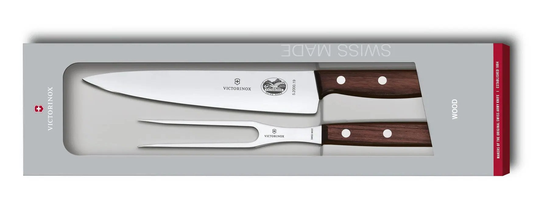 Victorinox Wood Handle 2 pc. Carving Set: Carving Knife + Fork - 5.1020.2G