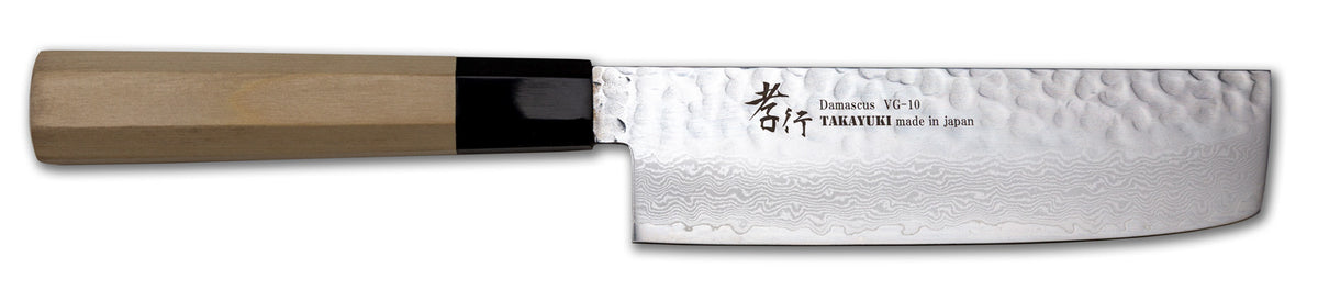 Sakai Takayuki 33-Layer Damascus Nakiri Vegetable Knife, 160mm / 6.3&quot;, Magnolia Wood Handle