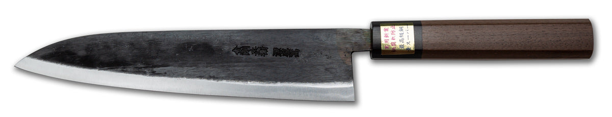 Couteau de chef Moritaka Supreme Gyuto, 210 mm (8,3"), acier super carbone Aogami/bleu, manche octogonal en noyer